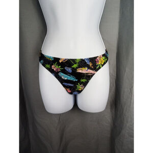 Ocean Pacific (OP) Swim Bottoms L Black Multi-color Classic Car Pattern